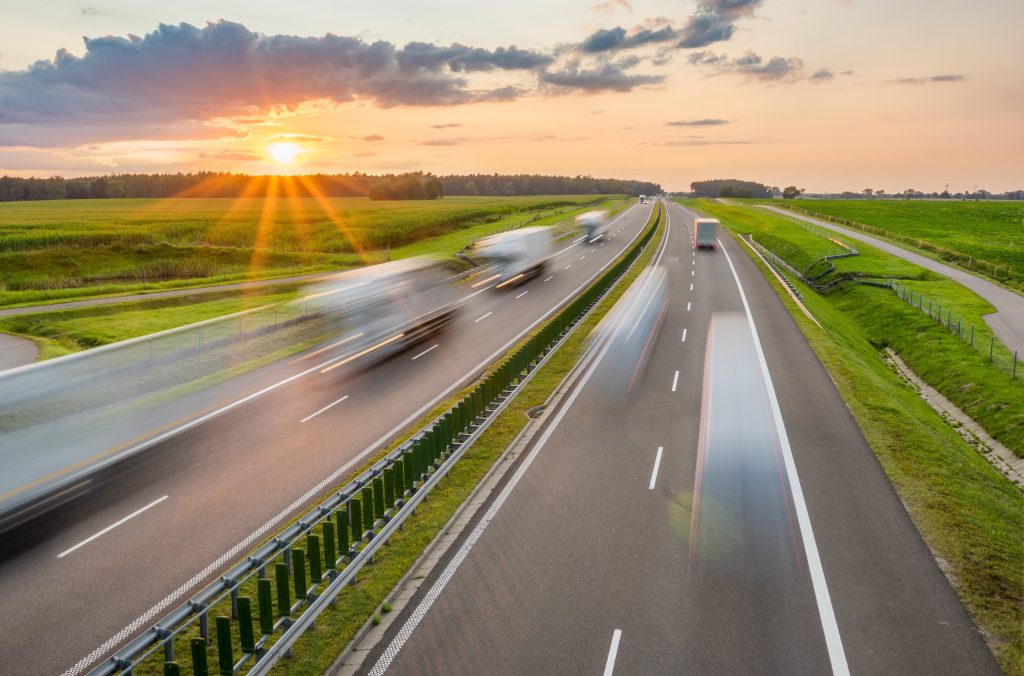 a highway route that avoids red zone