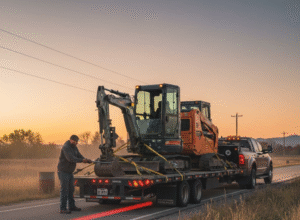 hot shot truck transporting equipment for urgent delivery